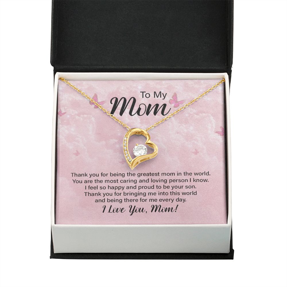 To My Mom Thank You For the Greatest Mom Forever Necklace w Message Card-Express Your Love Gifts