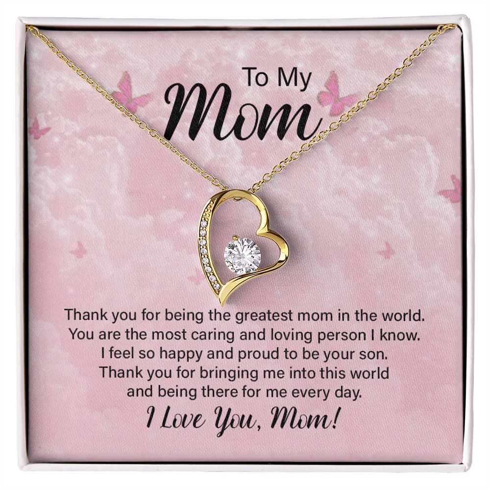 To My Mom Thank You For the Greatest Mom Forever Necklace w Message Card-Express Your Love Gifts