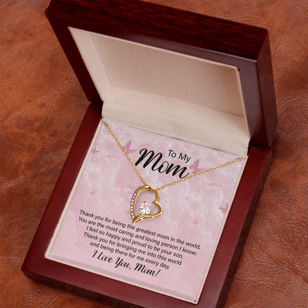 To My Mom Thank You For the Greatest Mom Forever Necklace w Message Card-Express Your Love Gifts