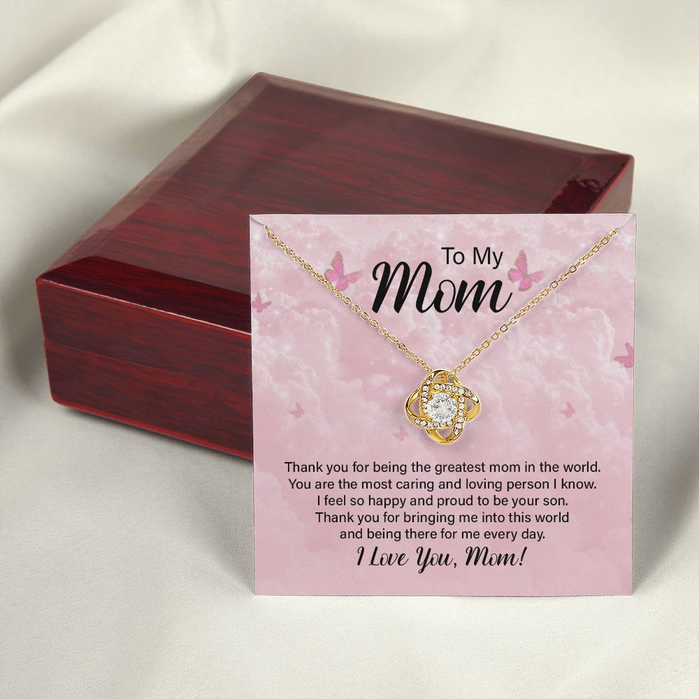 To My Mom Thank You For the Greatest Mom Infinity Knot Necklace Message Card-Express Your Love Gifts
