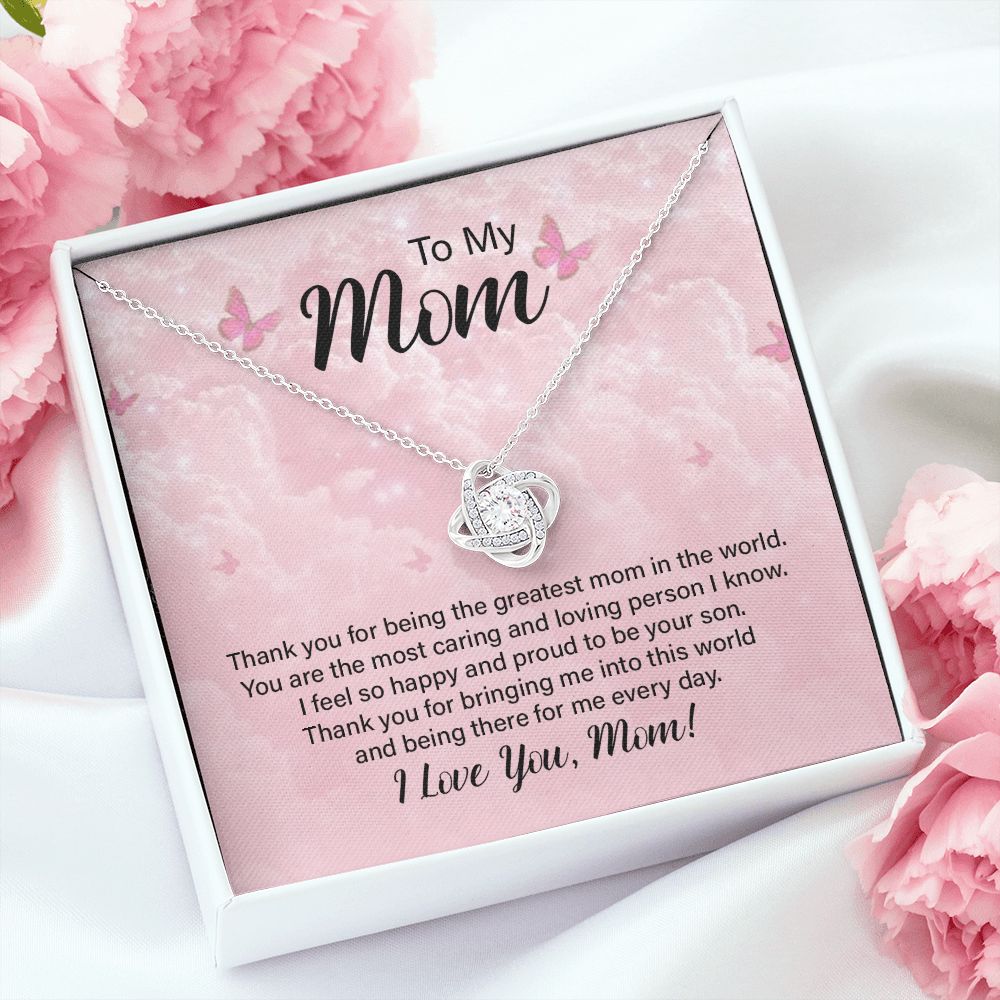 To My Mom Thank You For the Greatest Mom Infinity Knot Necklace Message Card-Express Your Love Gifts