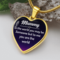 To My Mom You Are The World Necklace Stainless Steel or 18k Gold Heart 18-22"-Express Your Love Gifts