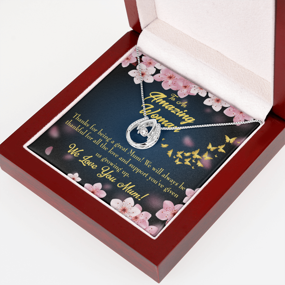To My Mopm Great Mum Lucky Horseshoe Necklace Message Card 14k w CZ Crystals-Express Your Love Gifts