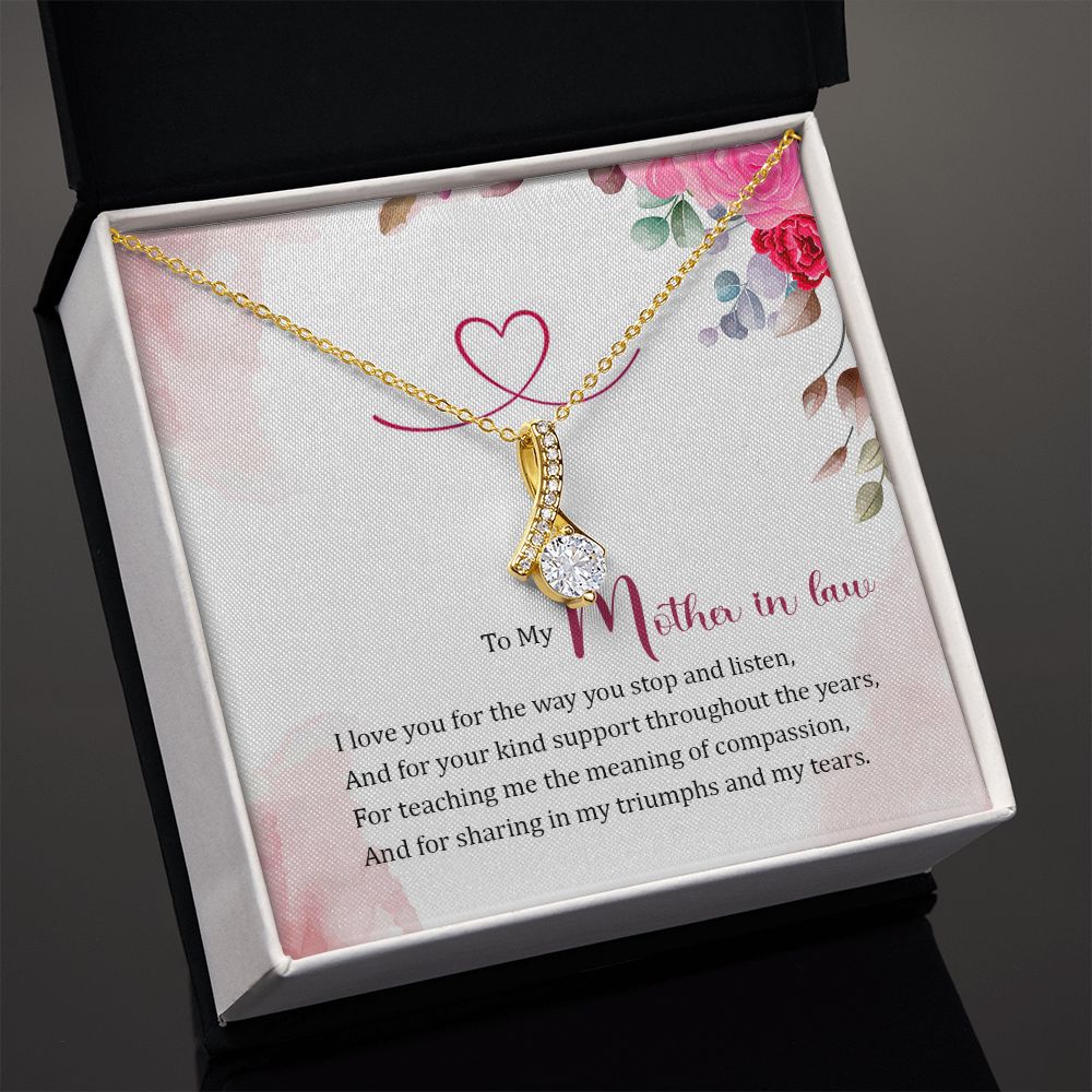 To My Mother-in-Law I Love You Alluring Ribbon Necklace Message Card-Express Your Love Gifts