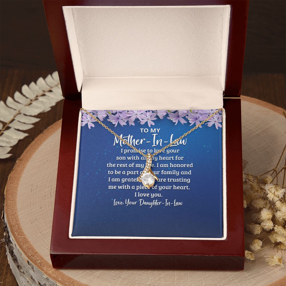 To My Mother-in-Law I Promise to Love Your Son Alluring Ribbon Necklace Message Card-Express Your Love Gifts