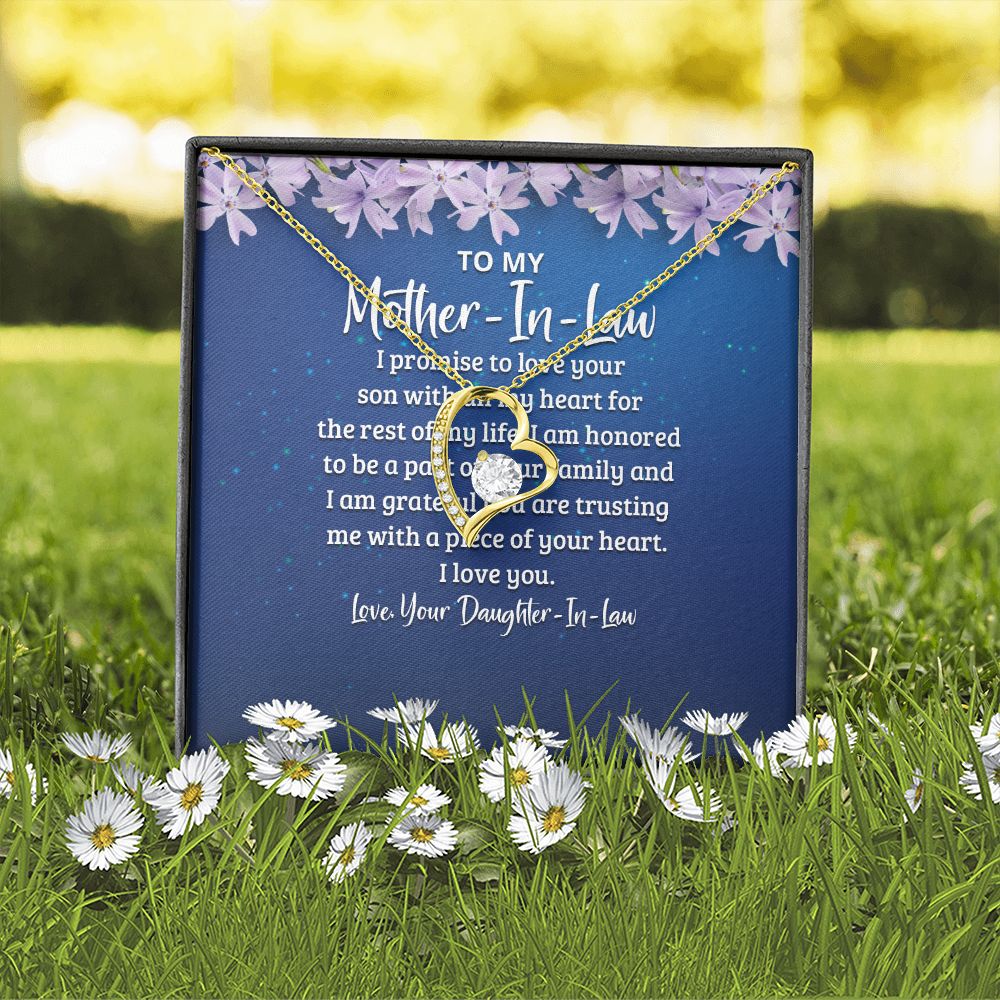 To My Mother-in-Law I Promise to Love Your Son Forever Necklace w Message Card-Express Your Love Gifts