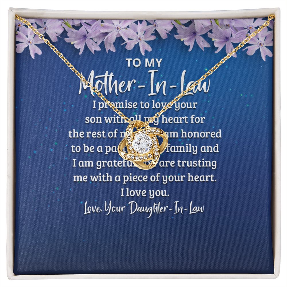 To My Mother-in-Law I Promise to Love Your Son Infinity Knot Necklace Message Card-Express Your Love Gifts