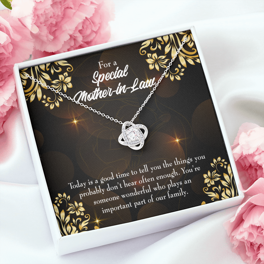 To My Mother-in-Law Someone Wonderful Infinity Knot Necklace Message Card-Express Your Love Gifts