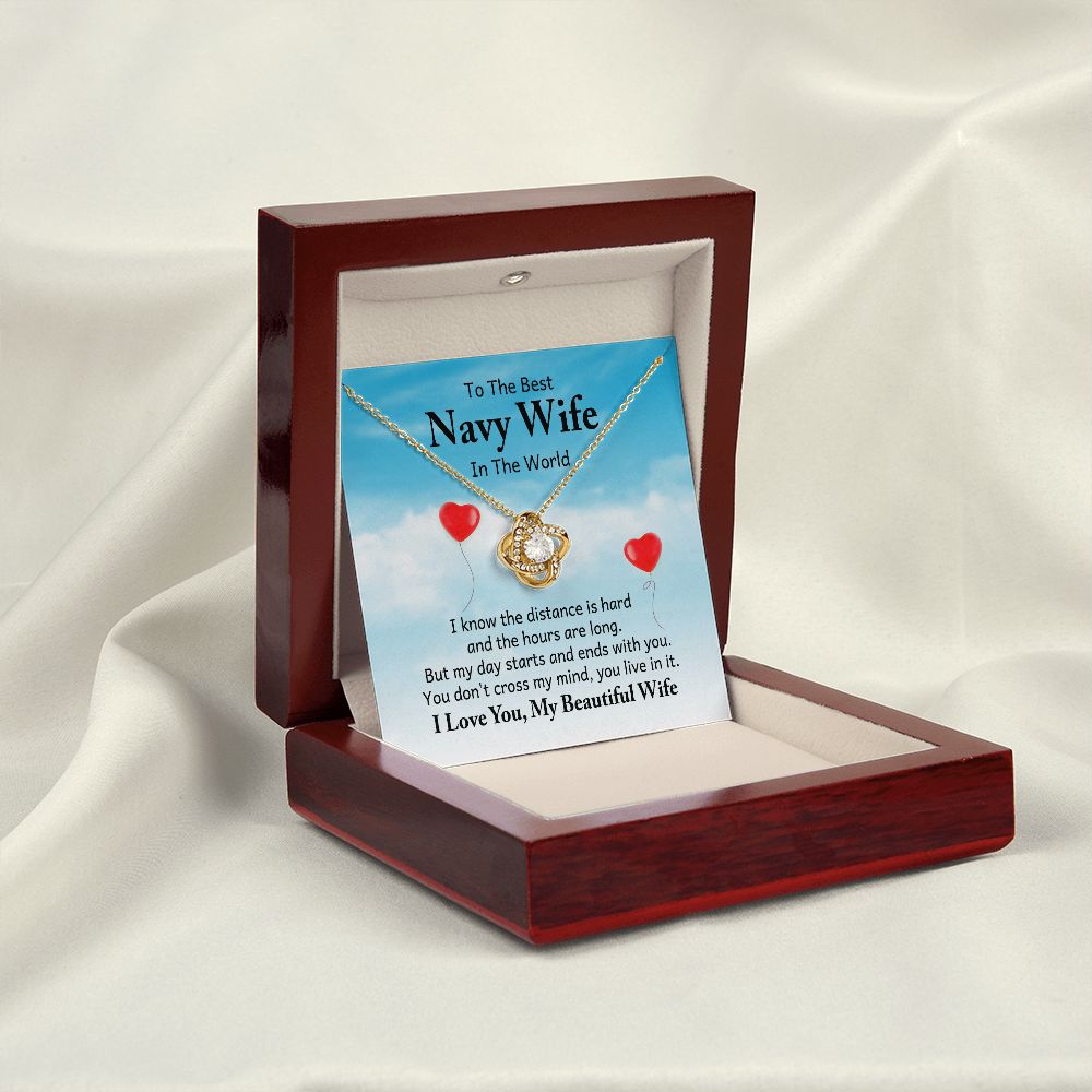 To My Navy Wife I Know the Distance is Hard Infinity Knot Necklace Message Card-Express Your Love Gifts