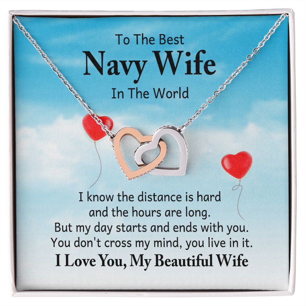 To My Navy Wife I Know the Distance is Hard Inseparable Necklace-Express Your Love Gifts