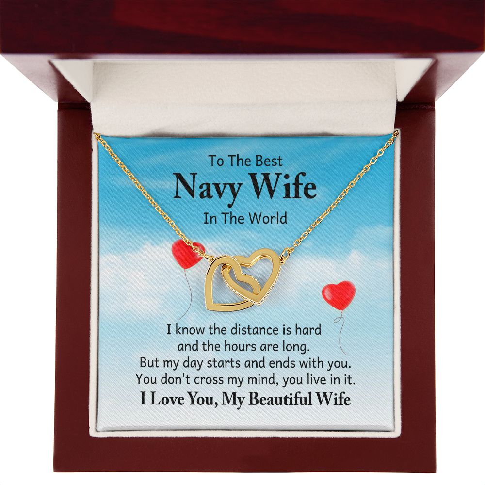 To My Navy Wife I Know the Distance is Hard Inseparable Necklace-Express Your Love Gifts