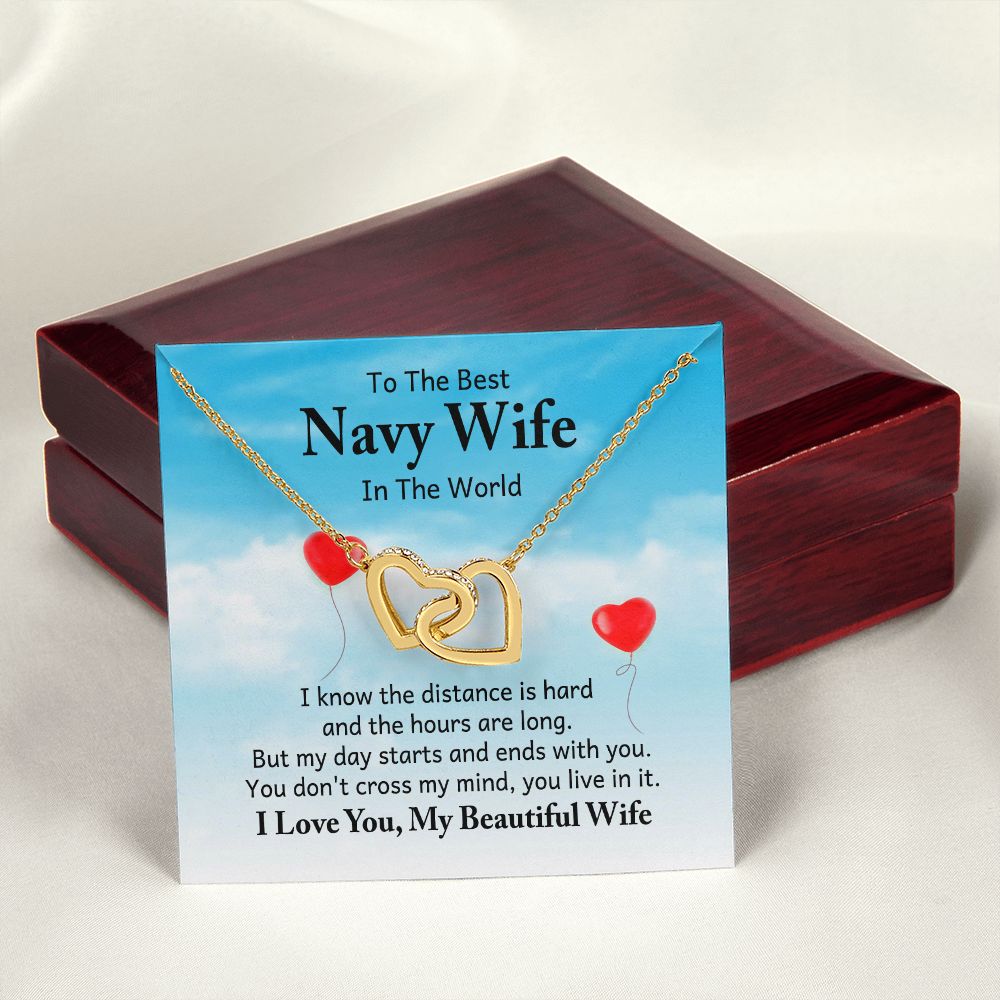 To My Navy Wife I Know the Distance is Hard Inseparable Necklace-Express Your Love Gifts