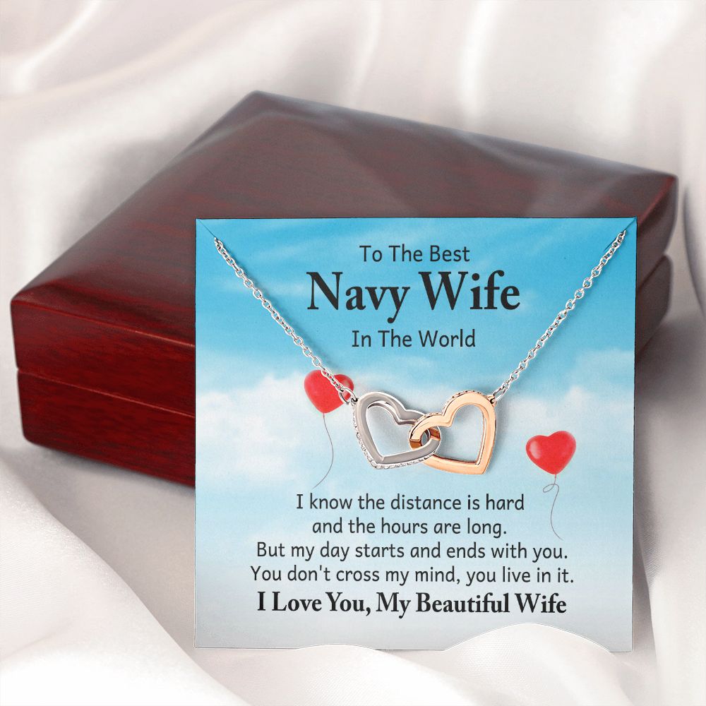 To My Navy Wife I Know the Distance is Hard Inseparable Necklace-Express Your Love Gifts