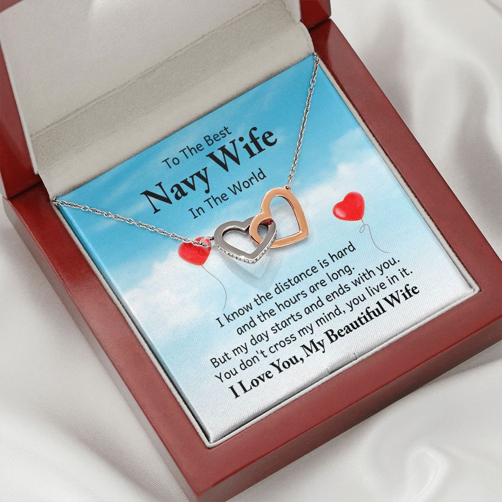To My Navy Wife I Know the Distance is Hard Inseparable Necklace-Express Your Love Gifts
