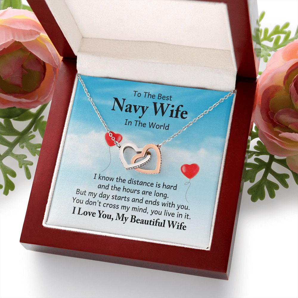 To My Navy Wife I Know the Distance is Hard Inseparable Necklace-Express Your Love Gifts