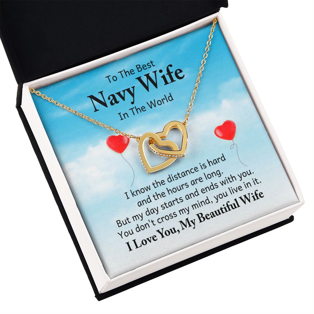 To My Navy Wife I Know the Distance is Hard Inseparable Necklace-Express Your Love Gifts