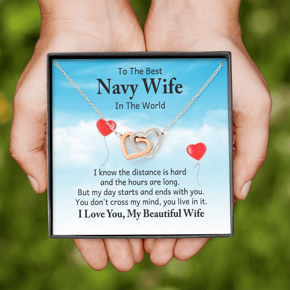 To My Navy Wife I Know the Distance is Hard Inseparable Necklace-Express Your Love Gifts