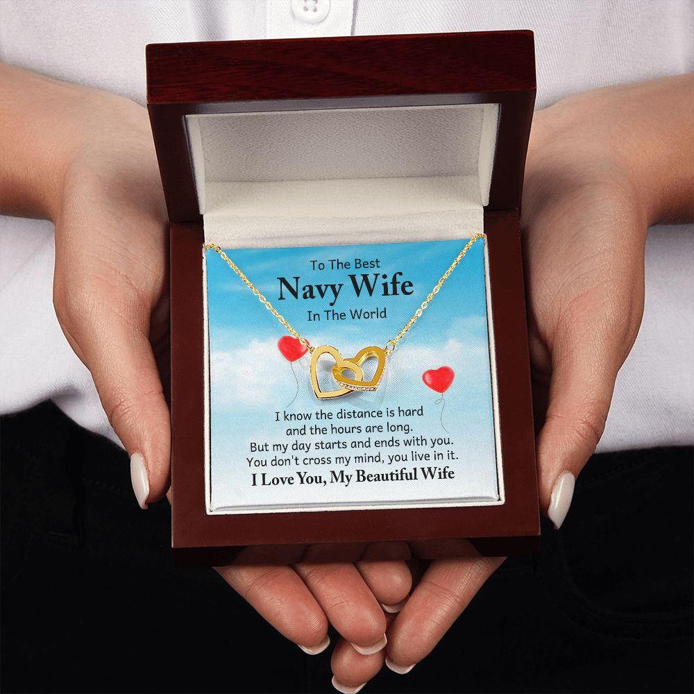 To My Navy Wife I Know the Distance is Hard Inseparable Necklace-Express Your Love Gifts