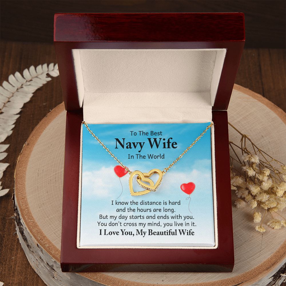 To My Navy Wife I Know the Distance is Hard Inseparable Necklace-Express Your Love Gifts