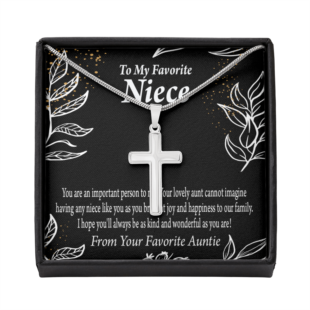 To My Niece You Are An Important Person Cross Card Necklace w Stainless Steel Pendant-Express Your Love Gifts