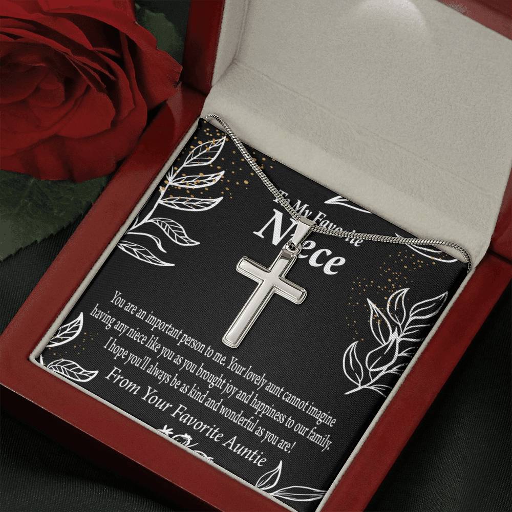 To My Niece You Are An Important Person Cross Card Necklace w Stainless Steel Pendant-Express Your Love Gifts