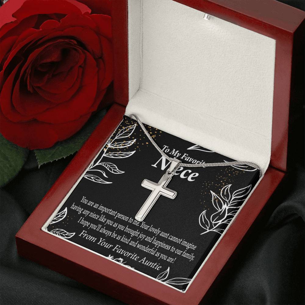 To My Niece You Are An Important Person Cross Card Necklace w Stainless Steel Pendant-Express Your Love Gifts