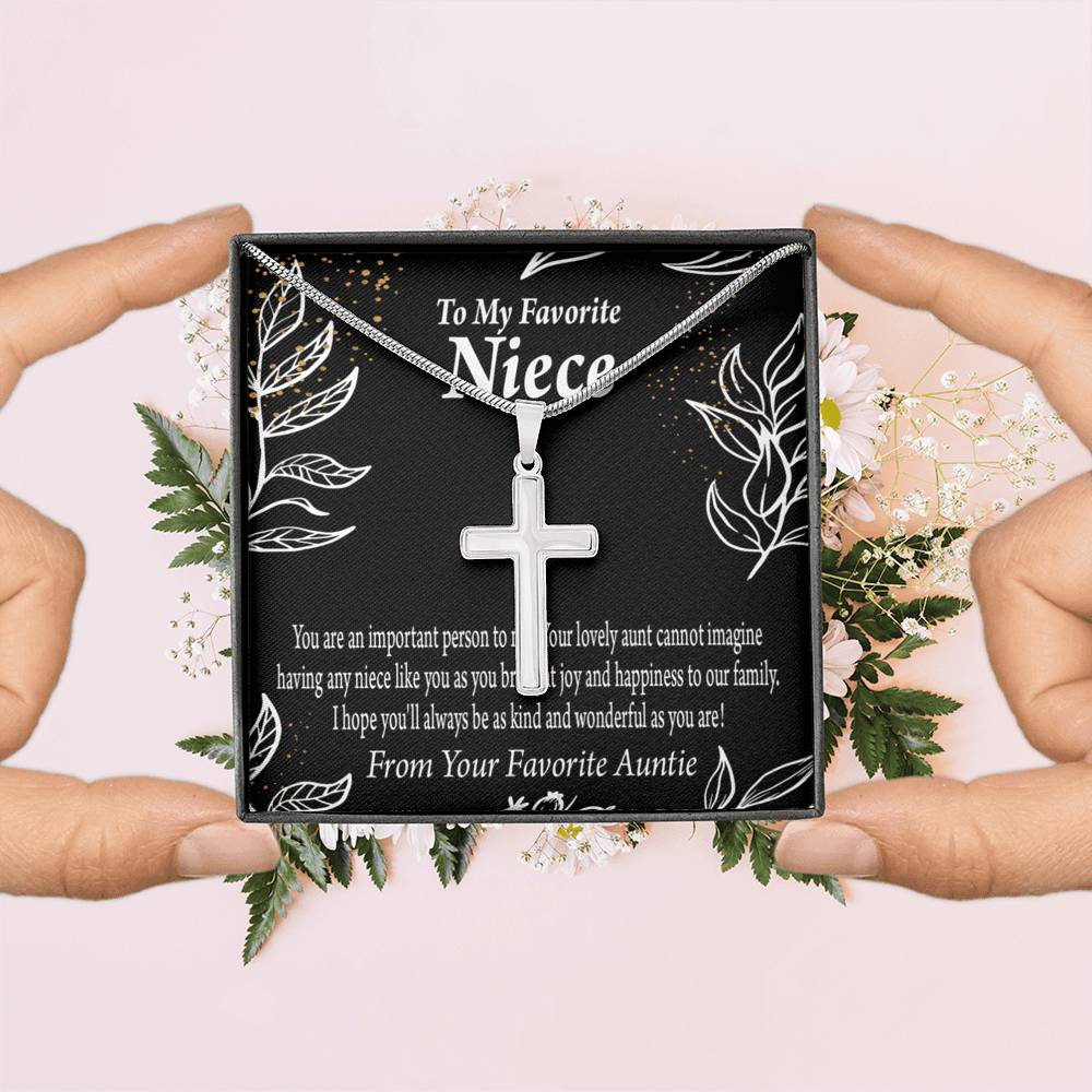 To My Niece You Are An Important Person Cross Card Necklace w Stainless Steel Pendant-Express Your Love Gifts