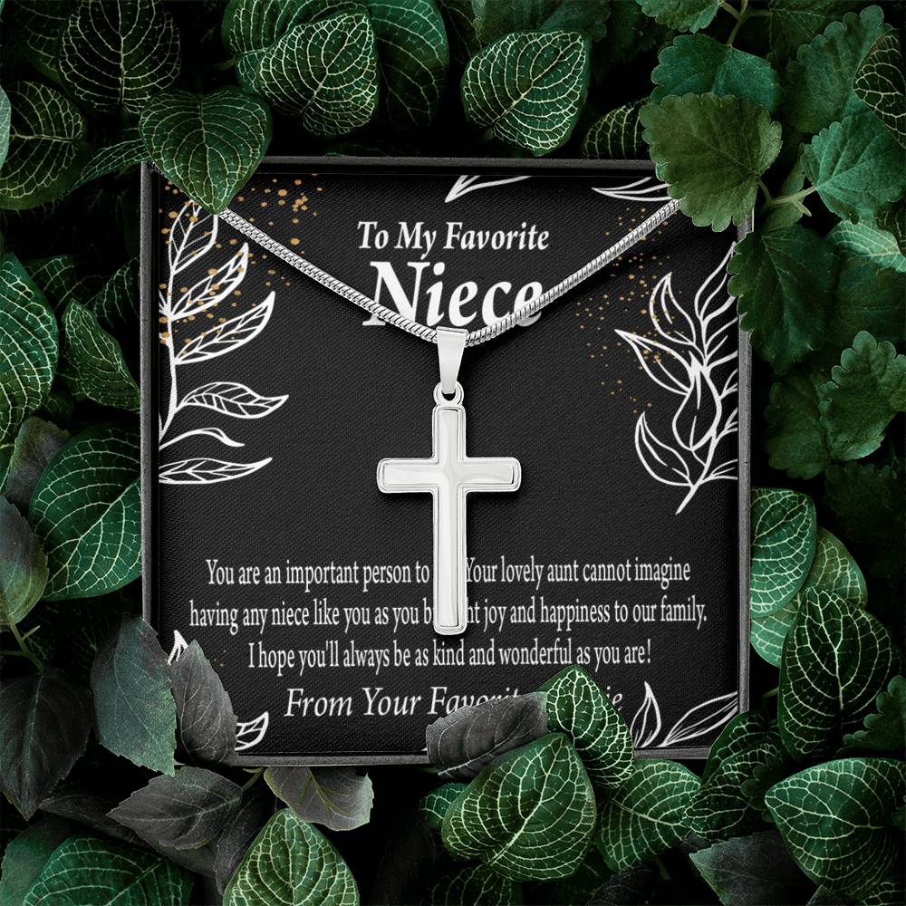 To My Niece You Are An Important Person Cross Card Necklace w Stainless Steel Pendant-Express Your Love Gifts