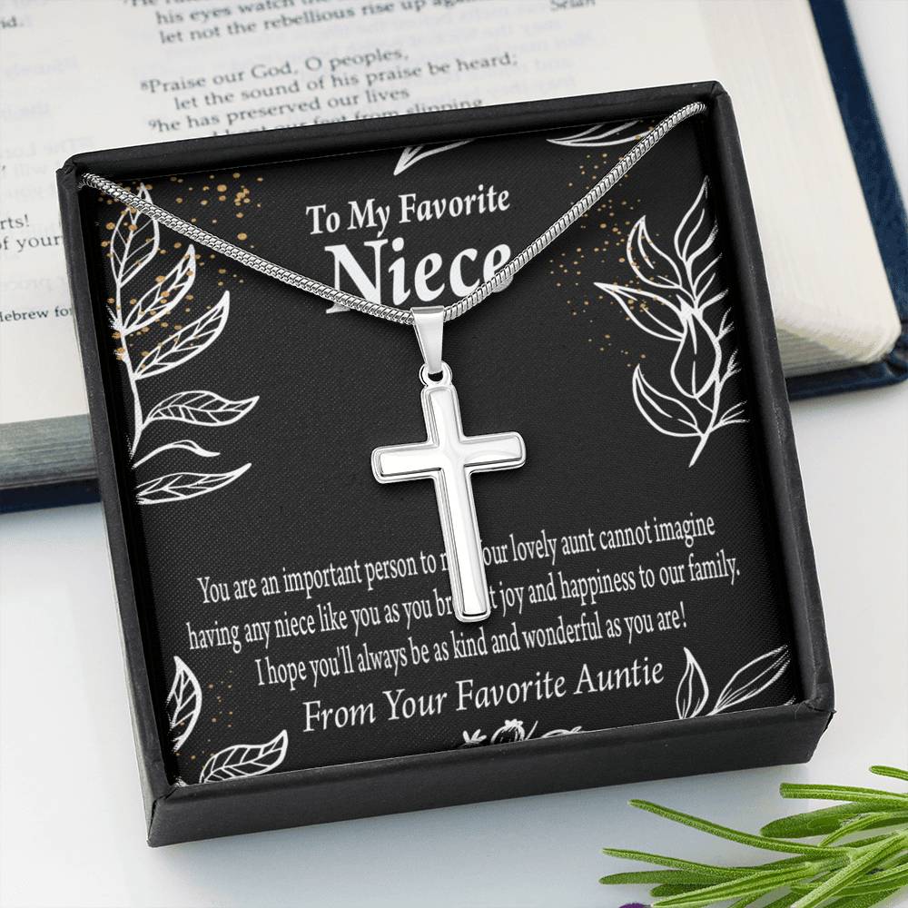 To My Niece You Are An Important Person Cross Card Necklace w Stainless Steel Pendant-Express Your Love Gifts