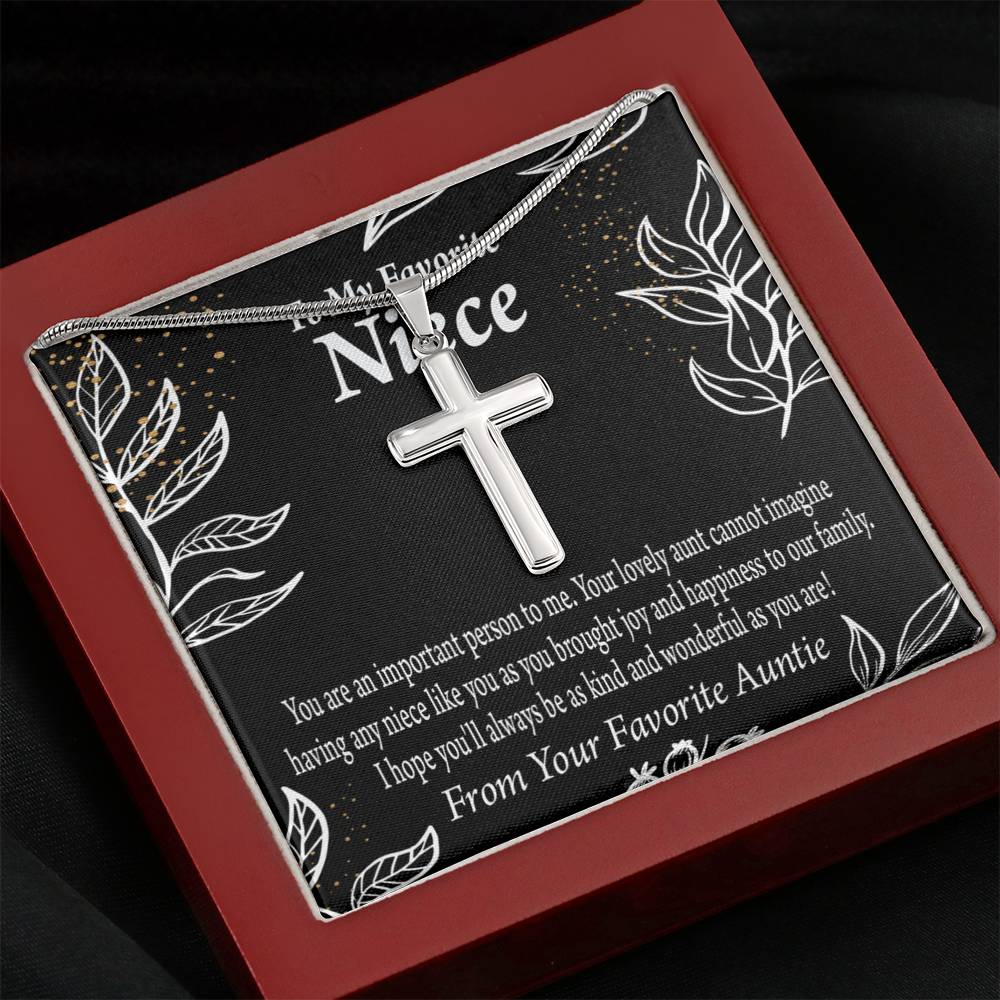 To My Niece You Are An Important Person Cross Card Necklace w Stainless Steel Pendant-Express Your Love Gifts