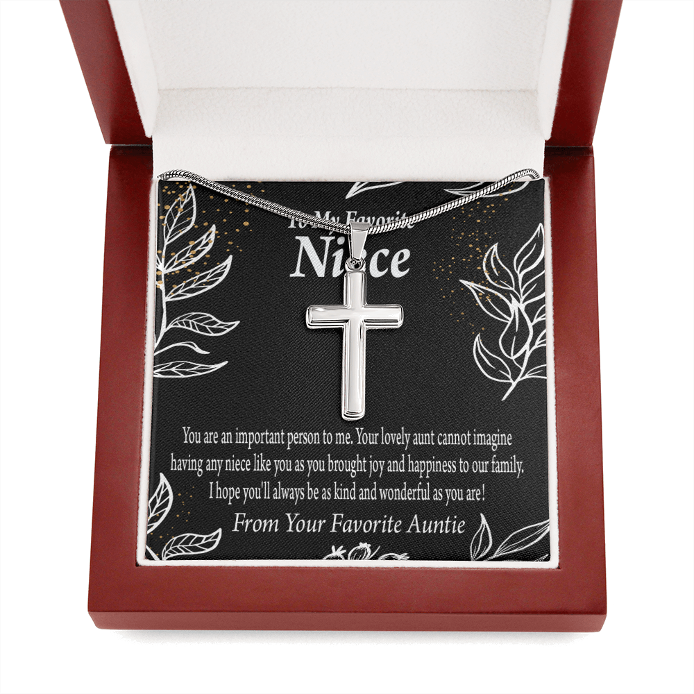 To My Niece You Are An Important Person Cross Card Necklace w Stainless Steel Pendant-Express Your Love Gifts