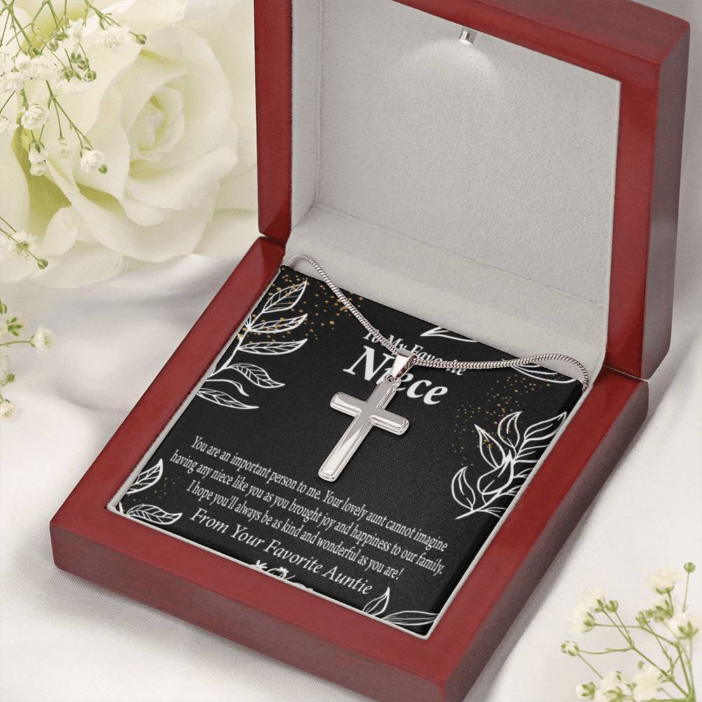 To My Niece You Are An Important Person Cross Card Necklace w Stainless Steel Pendant-Express Your Love Gifts