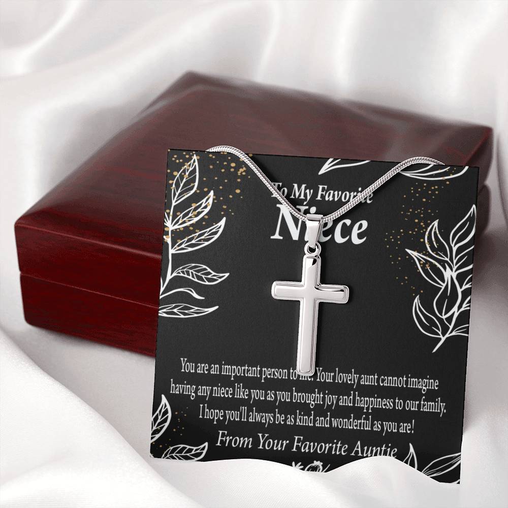 To My Niece You Are An Important Person Cross Card Necklace w Stainless Steel Pendant-Express Your Love Gifts