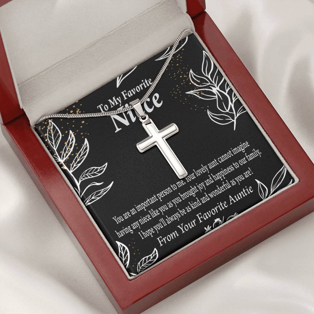 To My Niece You Are An Important Person Cross Card Necklace w Stainless Steel Pendant-Express Your Love Gifts