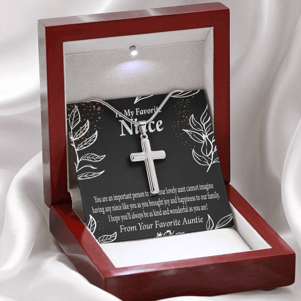 To My Niece You Are An Important Person Cross Card Necklace w Stainless Steel Pendant-Express Your Love Gifts