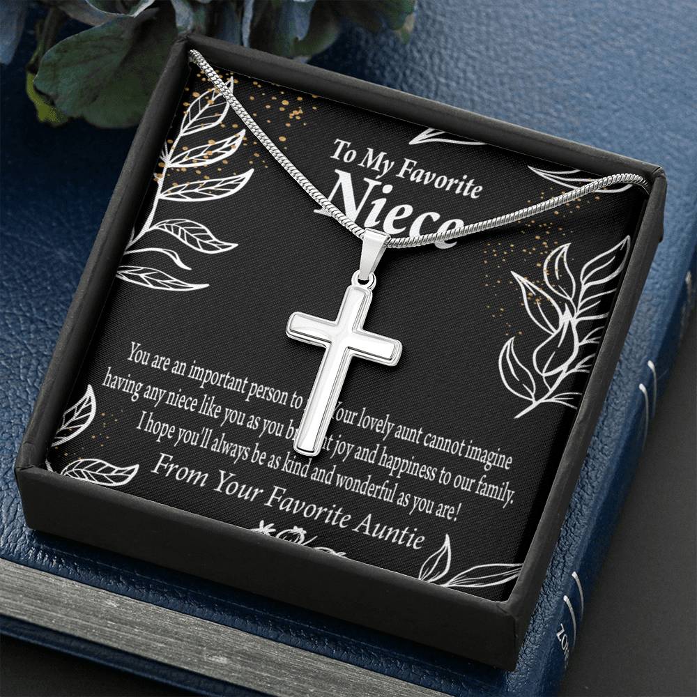 To My Niece You Are An Important Person Cross Card Necklace w Stainless Steel Pendant-Express Your Love Gifts