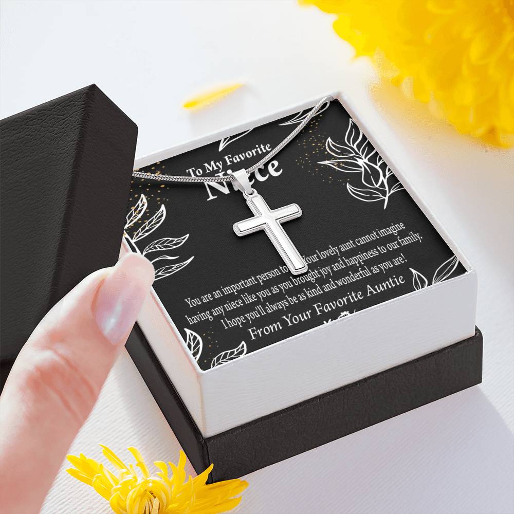 To My Niece You Are An Important Person Cross Card Necklace w Stainless Steel Pendant-Express Your Love Gifts
