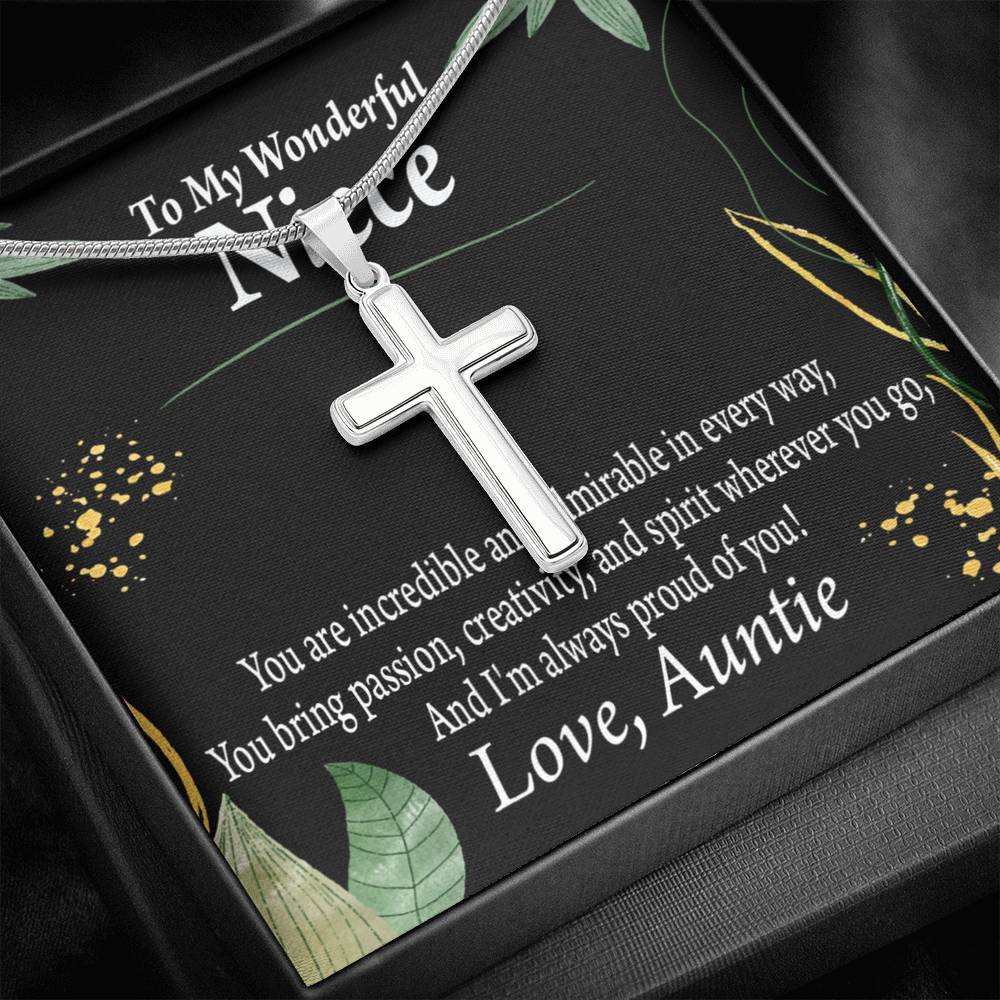 To My Niece You Are Incredible Cross Card Necklace w Stainless Steel Pendant-Express Your Love Gifts