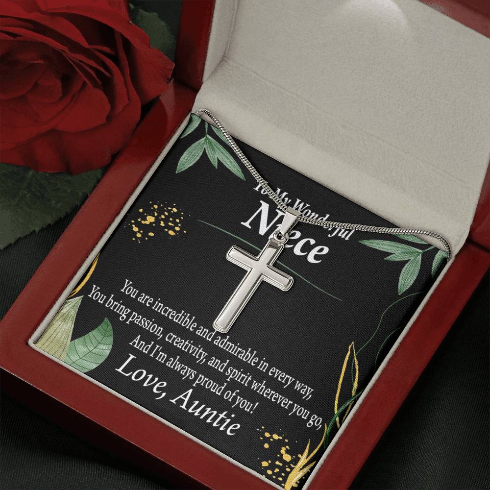 To My Niece You Are Incredible Cross Card Necklace w Stainless Steel Pendant-Express Your Love Gifts