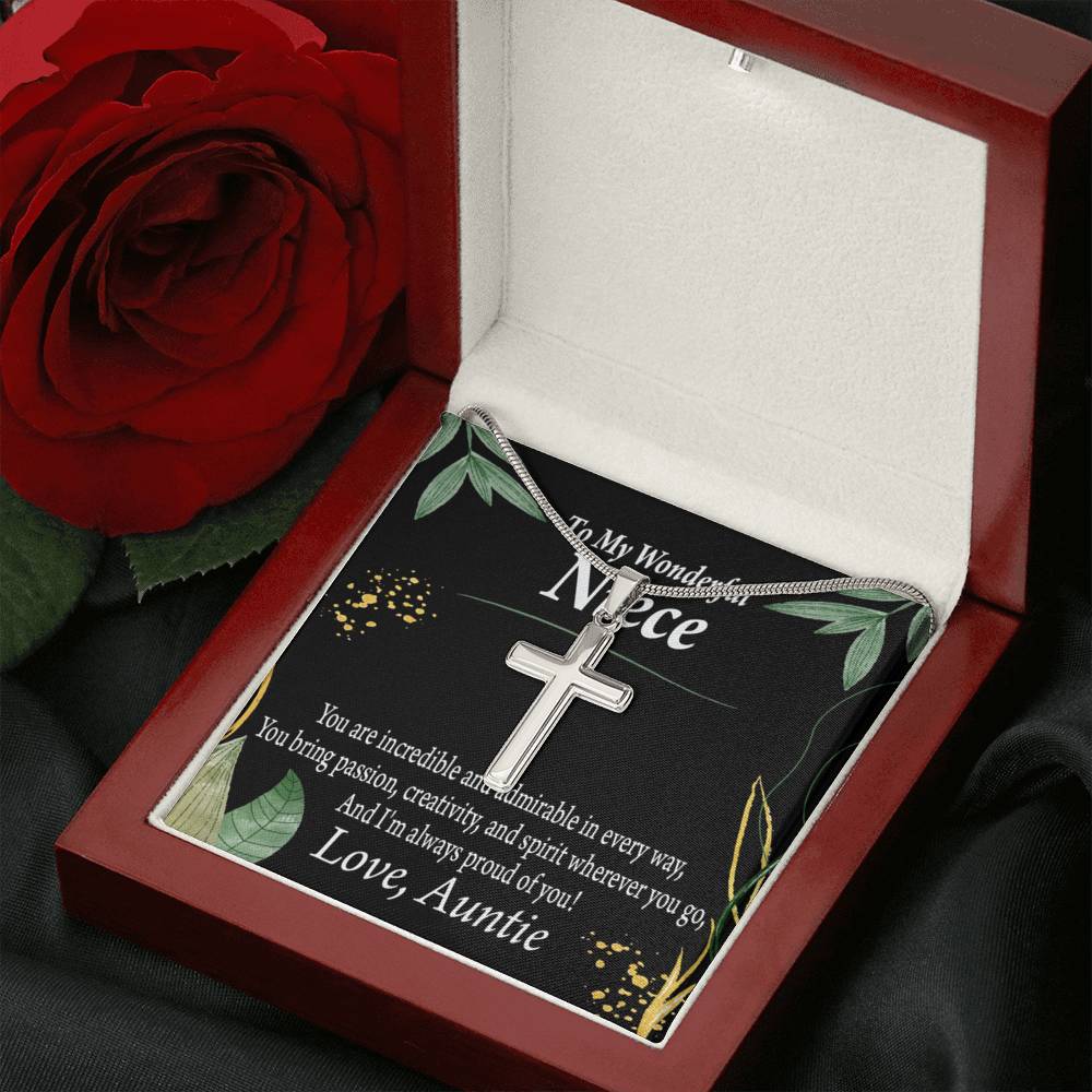 To My Niece You Are Incredible Cross Card Necklace w Stainless Steel Pendant-Express Your Love Gifts