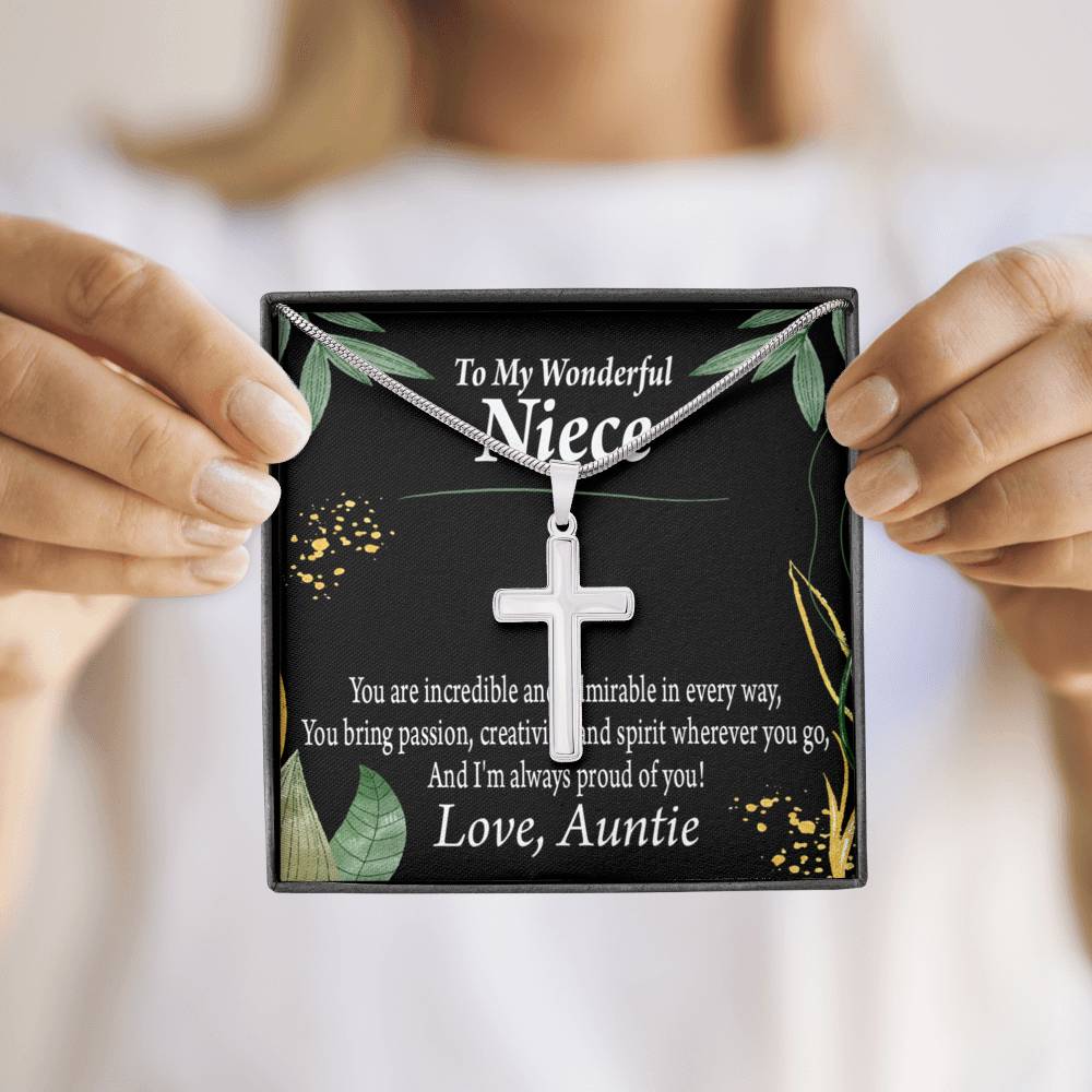 To My Niece You Are Incredible Cross Card Necklace w Stainless Steel Pendant-Express Your Love Gifts