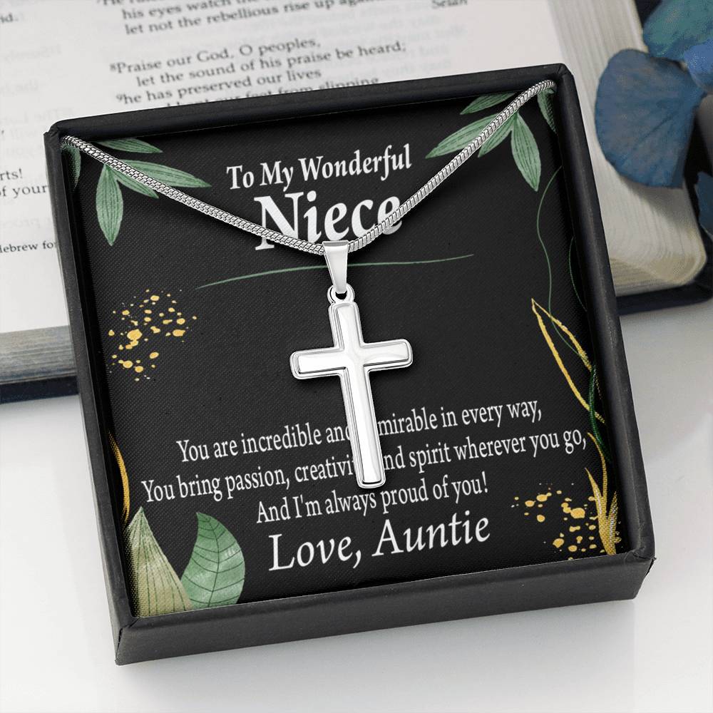 To My Niece You Are Incredible Cross Card Necklace w Stainless Steel Pendant-Express Your Love Gifts