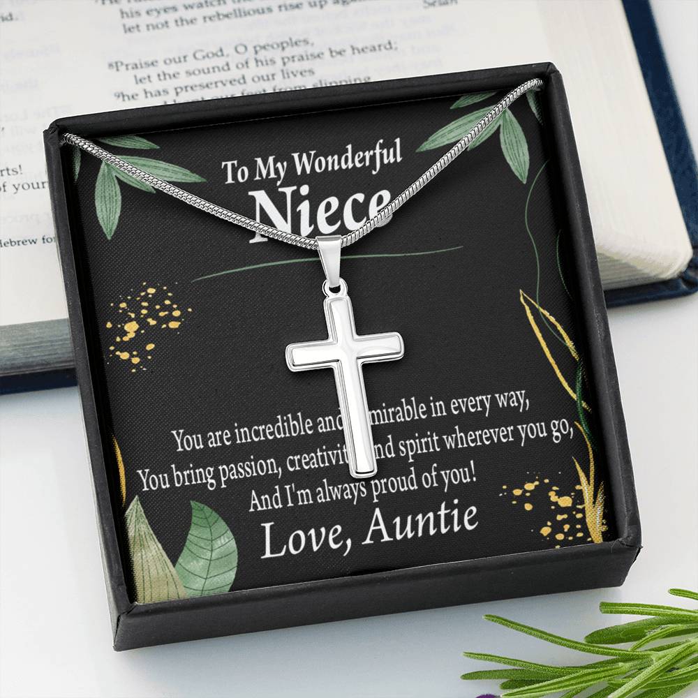 To My Niece You Are Incredible Cross Card Necklace w Stainless Steel Pendant-Express Your Love Gifts