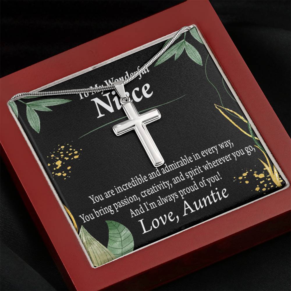 To My Niece You Are Incredible Cross Card Necklace w Stainless Steel Pendant-Express Your Love Gifts