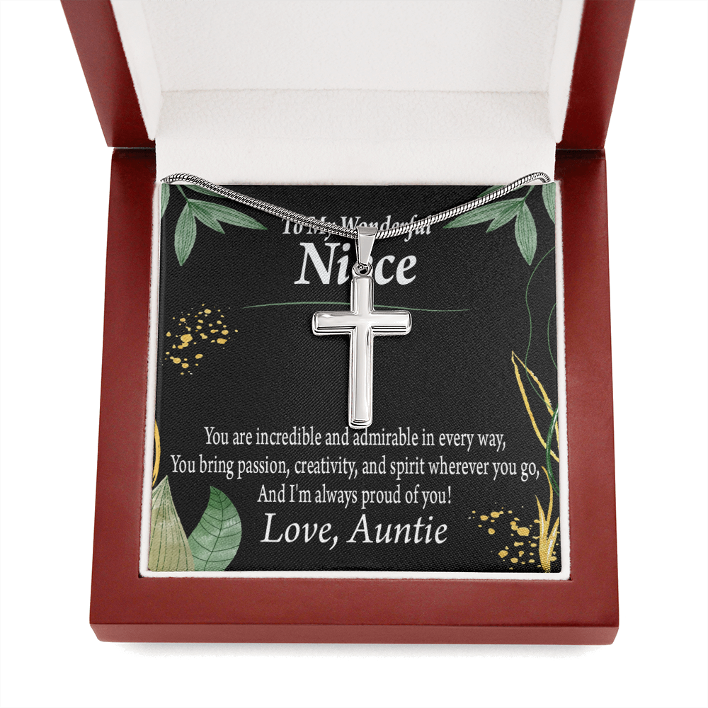 To My Niece You Are Incredible Cross Card Necklace w Stainless Steel Pendant-Express Your Love Gifts