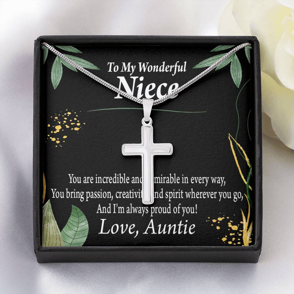 To My Niece You Are Incredible Cross Card Necklace w Stainless Steel Pendant-Express Your Love Gifts
