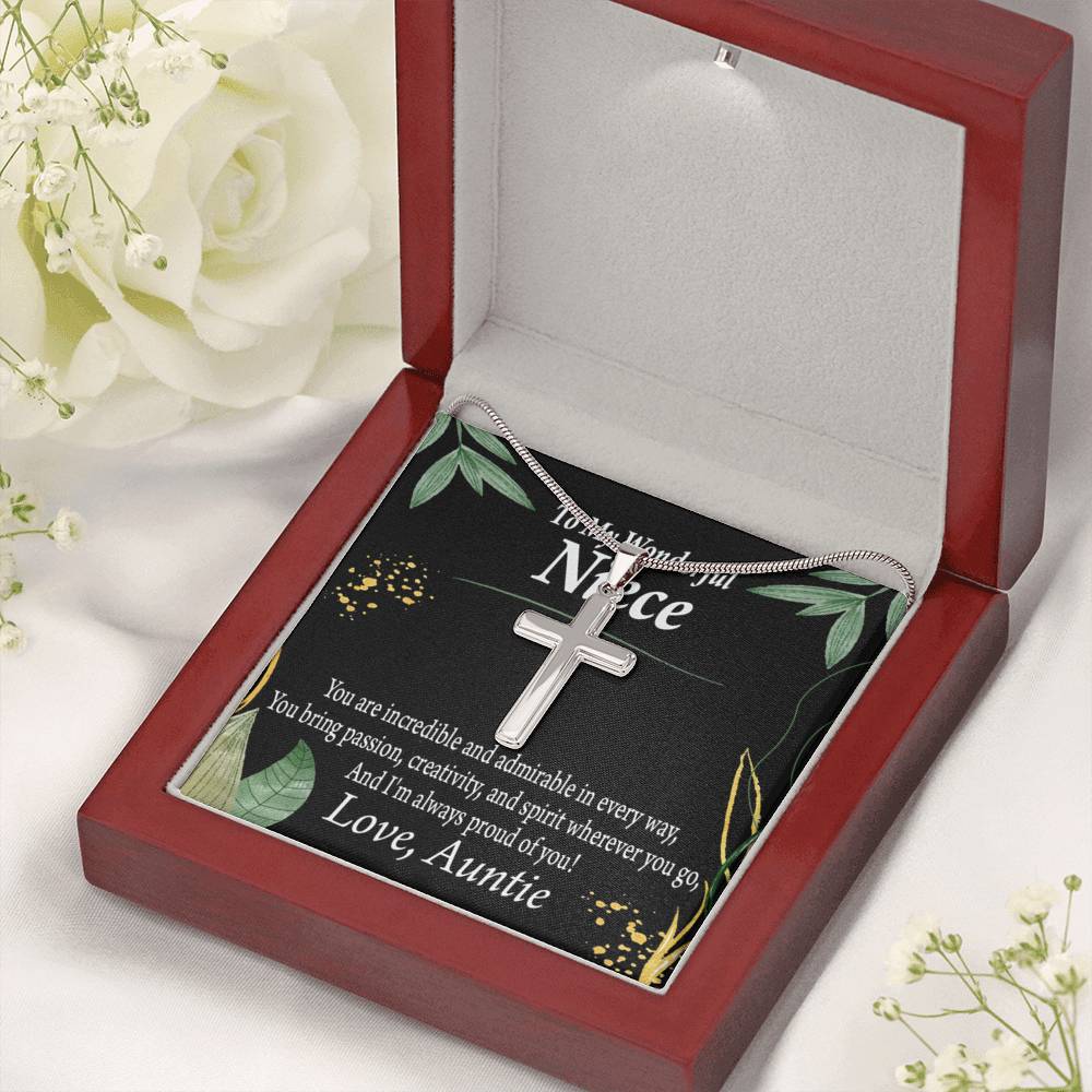To My Niece You Are Incredible Cross Card Necklace w Stainless Steel Pendant-Express Your Love Gifts