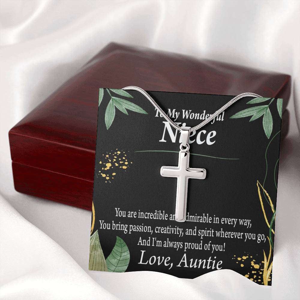 To My Niece You Are Incredible Cross Card Necklace w Stainless Steel Pendant-Express Your Love Gifts