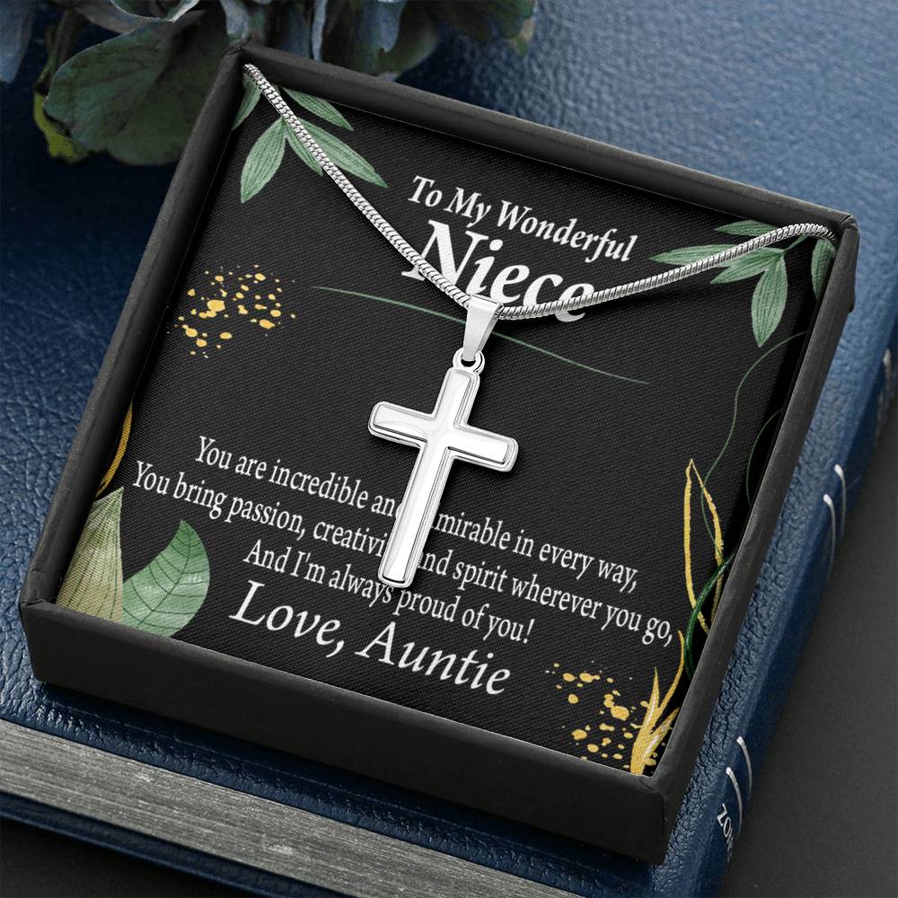 To My Niece You Are Incredible Cross Card Necklace w Stainless Steel Pendant-Express Your Love Gifts
