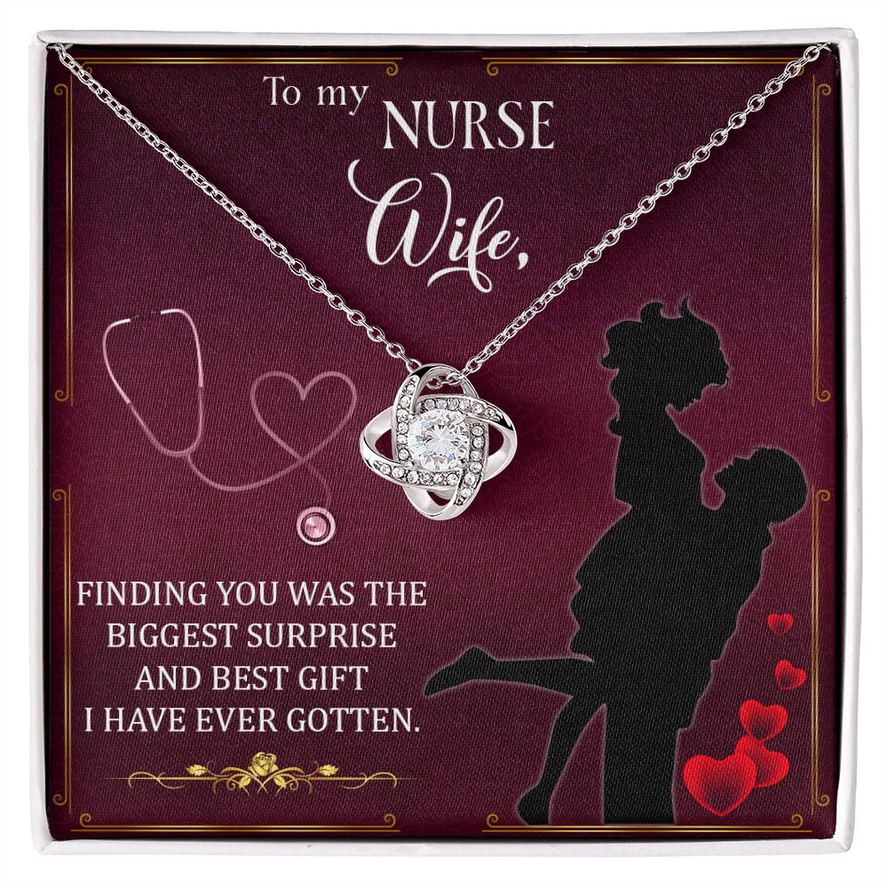 To My Nurse Wife Finding You Healthcare Medical Worker Nurse Appreciation Gift Infinity Knot Necklace Message Card-Express Your Love Gifts